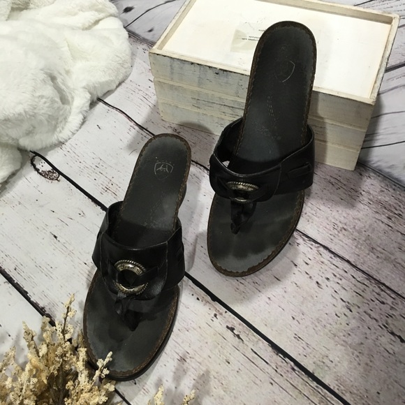 Ariat Shoes - Ariat flare wedge black leather sandals